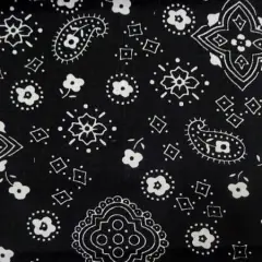 1 Yard DIY Bandana Print Fabric Soft Cotton Poly, Continuous Yardage, Machine Washable 58/59 Inches Wide Black