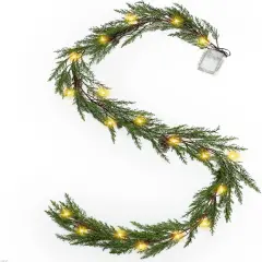 6 Ft Christmas Garland with Lights, 30 Warm Lights with 8 Modes