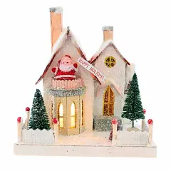 Cody Foster 8.0 Inch Santa's House Christmas Putz House , Christmas Decor Village PutzRetro Looking White