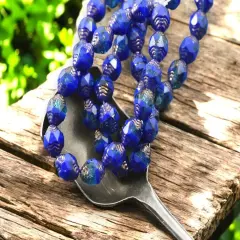 *15* 6x8mm Bronze Washed Blended Aqua Sapphire Oval Cathedral Beads