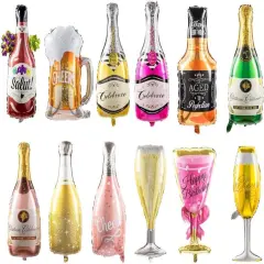 Champagne and Wine Bottle Balloons &ndash; 12 Foil Balloons