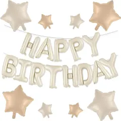 8PCS Cream Happy Birthday Foil Balloons