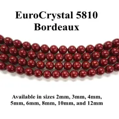 Bordeaux EuroCrystal 5810 Round Pearls - 2mm, 3mm, 4mm, 5mm, 6mm, 8mm, 10mm, and 12mm - Strands - Made in Austria