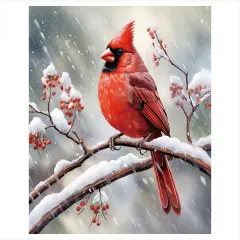 Red Cardinal Paint by Numbers Kit for Adults - DIY Bird Painting on Canvas 16x20 Inches, Adults' Paint-by-Number Kits Acrylic Paint Set