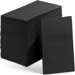 100 Pack Linen Like Black Napkins - Disposable Guest Paper Napkins and Hand Towels for Bathroom, Soft Absorbent Everyday Dinner Kitchen Party Wedding Cocktail
