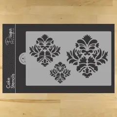 Large Damask Icons Cake Stencil Set | C828 by Designer Stencils | Stencils for Royal Icing, Airbrush, Dusting Powder |