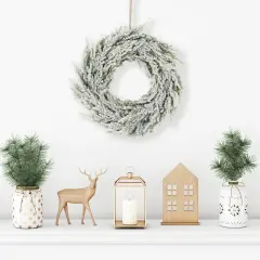 Northlight Heavily Flocked Pine Artificial Christmas Wreath - 11.75" - Unlit Green