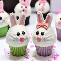 Ceramic Bunny Rabbit Cupcake Salt and Pepper Shakers, Home D&eacute;cor, Gift for Her, Gift for Mom, Kitchen D&eacute;cor, Spring D&eacute;cor, Easter D&eacute;cor