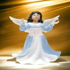 Ceramic African American Angel Girl Figurine, Home D&eacute;cor, Religious D&eacute;cor, Religious Gift, Church D&eacute;cor, Baptism Gift