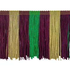 5 Yards of 6" Striped Multicolor Chainette Fringe Trim | 5 yard cut Mardi Gras