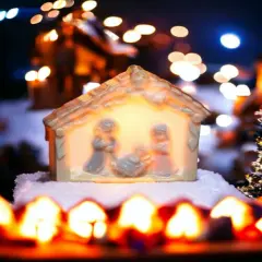 Ceramic Holy Family Plug-In Night Light, Christmas D&eacute;cor, Religious D&eacute;cor, Religious Gift, Church D&eacute;cor, Baptism Gift, Easter D&eacute;cor