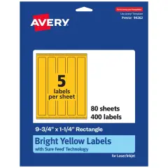 Avery Bright Yellow Paper Labels, 9.75" x 1.25" Rectangle