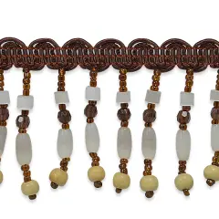 5 yards of Fiber Optic Beaded Fringe Trim | 5 yard cut Brown