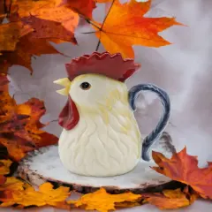 Hand Painted Ceramic Rooster Pitcher, Home D&eacute;cor, Gift for Her, Gift for Mom, Kitchen D&eacute;cor, Farmhouse D&eacute;cor, Fall Decor