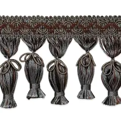 5 yards of Tied Tassel Fringe Trim | 5 yard cut Pewter Multi