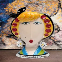 Ceramic Lady Makeup Brush Holder, Home D&eacute;cor, Gift for Her, Mom, Friend, or Coworker, Vanity D&eacute;cor