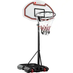 Best Choice Products Kids Height-Adjustable Basketball Hoop, Portable Backboard System w/ 2 Wheels Dark Red/Black
