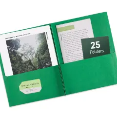 Avery Two Pocket Folders with 3 Prong Fasteners, Holds 70 Sheets, 25 Green Folders (47977)