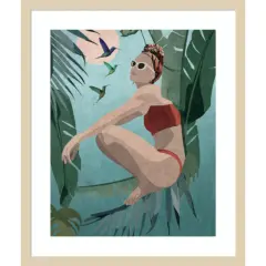 Tropical Blue by Emel Tunaboylu Wood Framed Wall Art Print