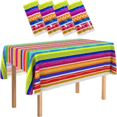 4E's Novelty 4 Pack Fiesta Plastic Tablecloth &ndash; 54x108 Plastic Tablecloth for Mexican Fiesta Party Decorations, Taco Tuesday, Cinco de Mayo, and Fiesta Celebrations