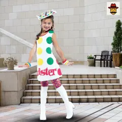 Twister Game Girls Costume Dress with Matching Hat for Fun Party Style