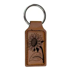 Keychain - Rectangle - Sunflower - Leather Rawhide/Black