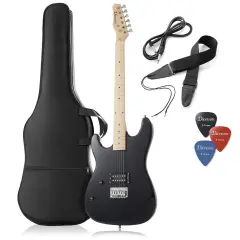 Davison Guitars 39" Full Size Left Handed Electric Guitar - Beginner Kit with Gig Bag and Accessories Black