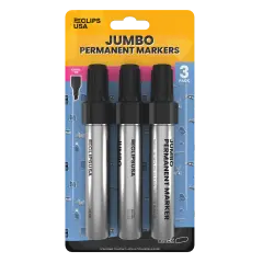 Jumbo Permanent Markers Black Chisel &ndash; 3 Pack &ndash; 36 Sets