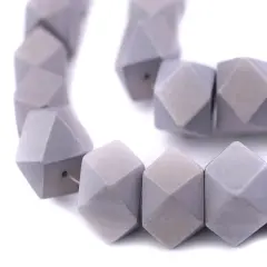 The Bead Chest Light Grey Cornerless Cube Wood Beads: 20mm Diamond Cut Natural Organic Beads for Jewelry Making