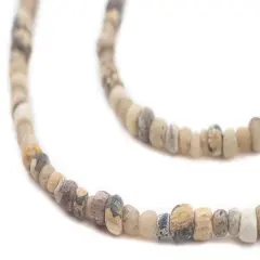 The Bead Chest Mottled White Ancient Djenne Nila Glass Beads 4mm Mali African Seed 26 Inch Strand Handmade