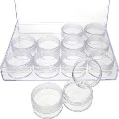 The Beadsmith Personality Case - Clear Storage Organizer Box &ndash; 6.4 x 4.8 x 1 inches - Includes 12 Small Containers with lids - 1.5 x 0.8 inches, Bead Holder