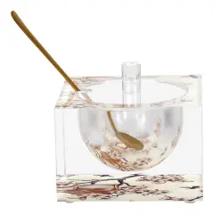 Lucite Toile Design Square Honey Dish