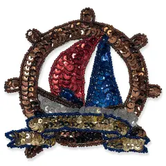 Captains Wheel with Sailboat Sequin Applique