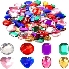 1" Assorted Flat Back Heart Shaped Rhinestones - Multicolored (120PCS)