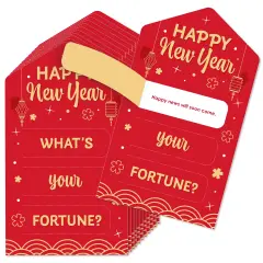 Big Dot of Happiness Lunar New Year - Game Pickle Cards - Fortune Pull Tabs - Set of 12