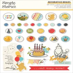 Simple Stories Decorative Brads-Say Cheese Classic Pooh Birthday