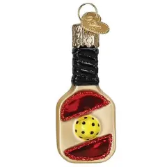 Old World Christmas 2.5 Inch Mini Pickleball Paddle Christmas Tree Ornament , Christmas Decor Net Fun Social Friendly Multicolored