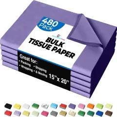 Tissue Paper for Gift Bags - 15" x 20"Bulk Tissue Paper Dark Blue 480 Sheets - 10lb Newsprint for Packing, Birthday Gift Box Filler, Packing Supplies for Moving SuppliesPurple