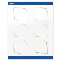 Avery Printable Square Labels, Gold Dots with Green Florals, 3" x 3", Glossy White Square Labels, Permanent, Laser/Inkjet, 60ct, Great for Product Labels