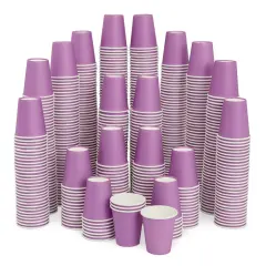Stockroom Plus 600 Pack 3 oz Disposable Paper Cups for Bathroom Mouthwash, Mini Small Purple Cup Bulk for Espresso To Go