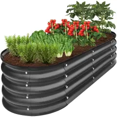 Best Choice Products 4x2x1ft Outdoor Raised Metal Oval Garden Bed, Planter Box for Vegetables, Flowers Charcoal