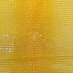 1 Yard 3D Embossed Gator Vinyl Fabric Faux Alligator Upholstery Craft Material Durable 56" Width Yellow