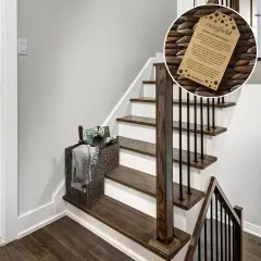 Stair Step Basket w/ Handles, Woven Wicker Hyacinth Staircase Storage Organizer Espresso - hyacinth