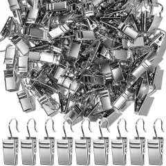 100 PCS Small Curtain Hooks Curtain Clips, Stainless Steel Curtain Rod Hooks(Silver)