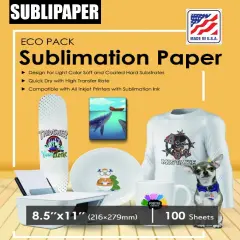 Sublimation Paper 8.5"x11" 100 Sheets Inkjet Heat Transfer for Epson, Sawgrass, Ricoh, Brother