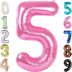 Balloon Numbers 40 Inch 5 Ballon for 5th Birthday Decorations(Pink)