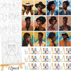 12 Pack Pre Drawn Canvas Painting Kits - 8" x 10" (Adult Couples)