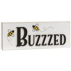 Wooden Buzzed Word Block with Bee Accents and Distressed Finish
