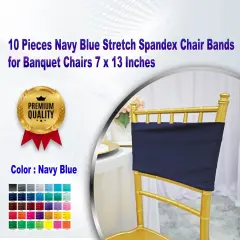 10 Pieces Navy Blue Stretch Spandex Chair Bands for Banquet Chairs 7 x 13 Inches