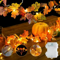 Fall Leaves Garland with Lights, 20LED Battery Operated Fall Lights